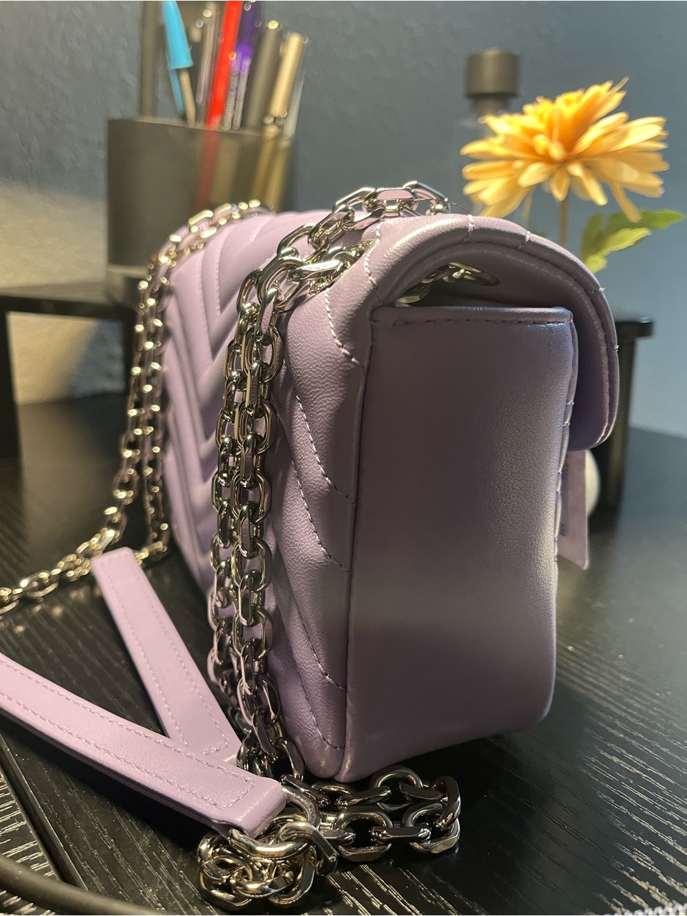 Gucci Marmont Leather Crossbody Bag - Lilac - Picture 5 of 9